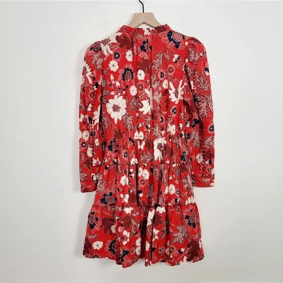 ULLA JOHNSON Liv Long Sleeve Red Dress Sz S/4