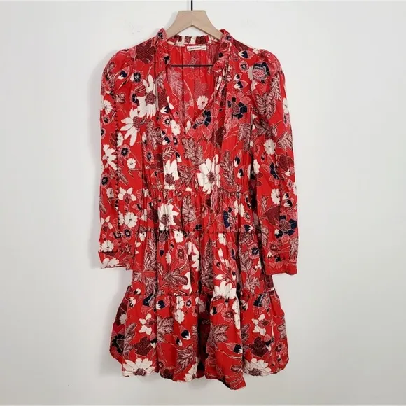 ULLA JOHNSON Liv Long Sleeve Red Dress Sz S/4