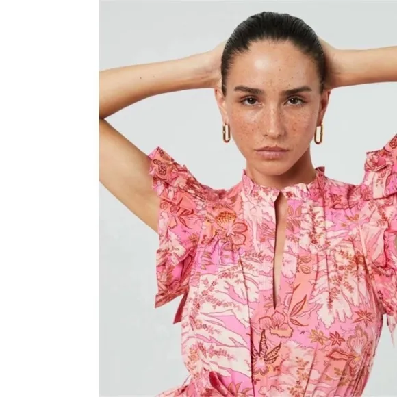 ULLA JOHNSON Lulua Mini Pink Dress in camellia Sz 4