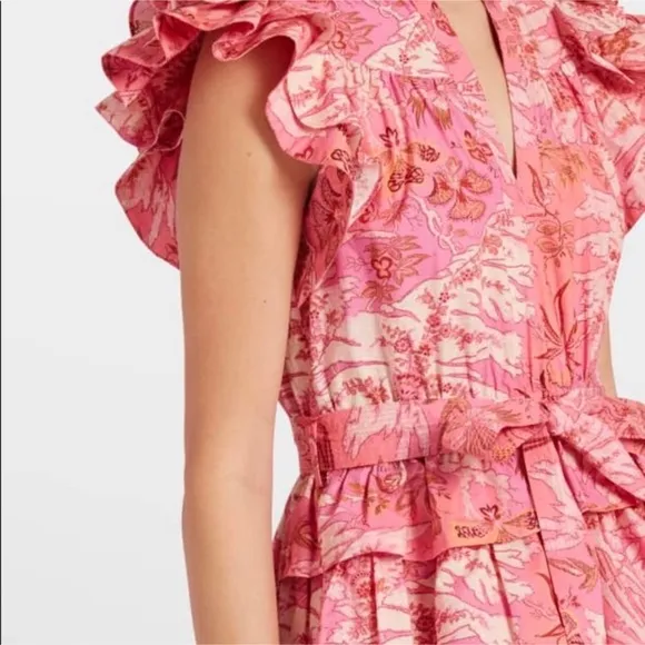 ULLA JOHNSON Lulua Mini Pink Dress in camellia Sz 4