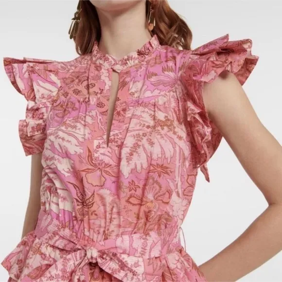 ULLA JOHNSON Lulua Mini Pink Dress in camellia Sz 4