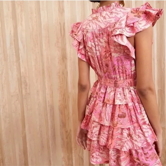 ULLA JOHNSON Lulua Mini Pink Dress in camellia Sz 4