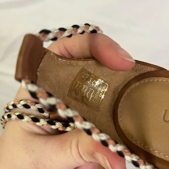 Ulla Johnson NEW Reina Heels Tassel Wrap Ankle Brown  Leather Peep Toe- Size 5.5