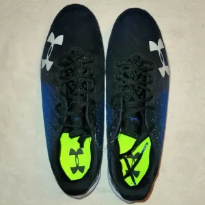 Under Armour cleats metal athletic shoes blue white sz 13