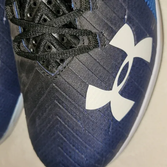 Under Armour cleats metal athletic shoes blue white sz 13