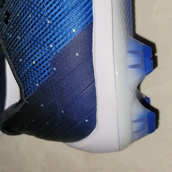 Under Armour cleats metal athletic shoes blue white sz 13