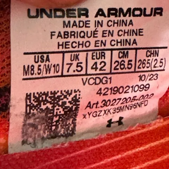 Under Armour Flow Velociti Elite 2 Women's Size 10 Shoes Pink Athletic Sneakers