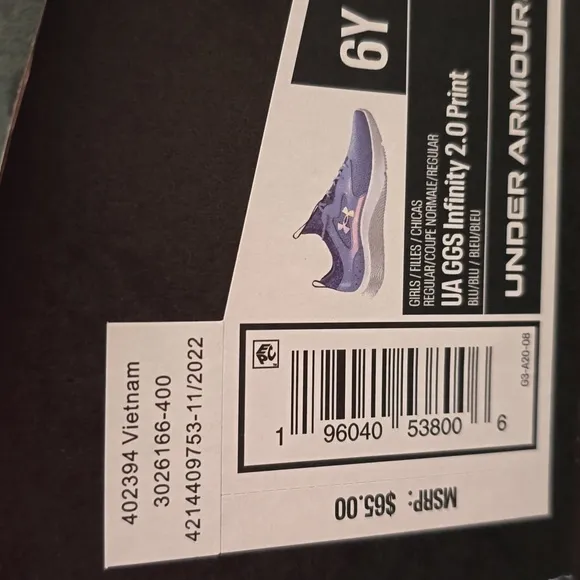 UNDER ARMOUR SIGNATURE GIRLS PURPLE ATHLETIC SHOES SIZE 6Y