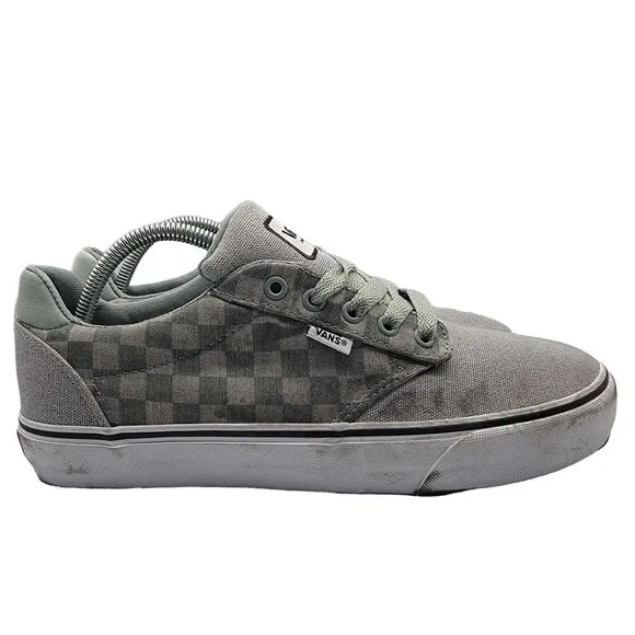 Vans Atwood Mens 9.5 Gray Deluxe Comfort Checkerboard Skateboarding Shoes