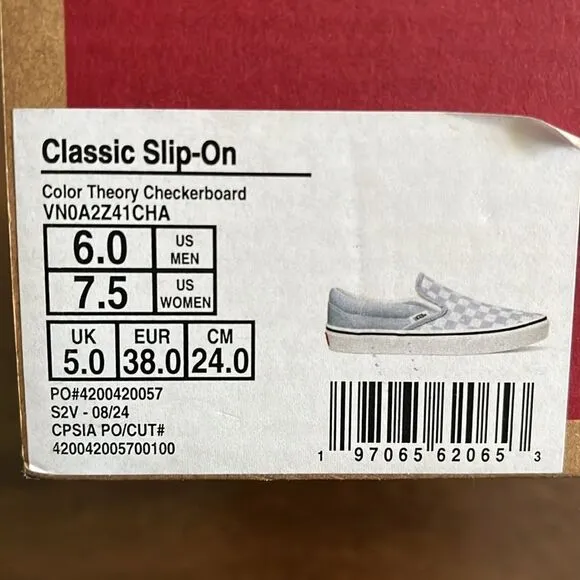 vans classic slip on color theory checkboard women size 7.5