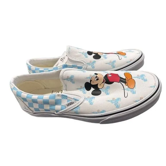 Vans Disney Mickey Mouse Checkered Slip On Sneaker Multicolor Size 12.5 NWT