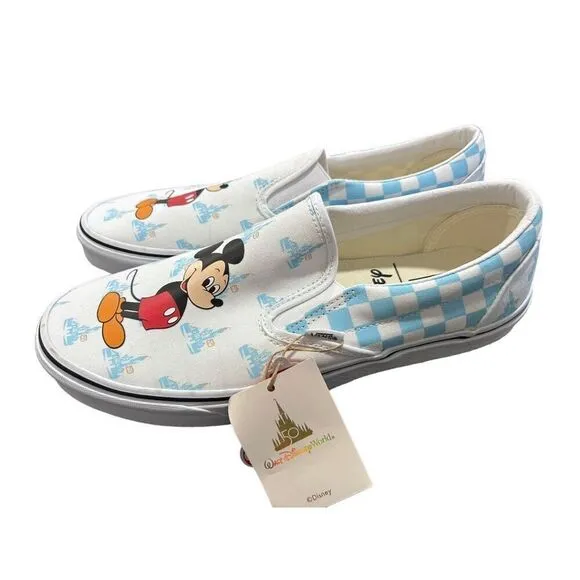 Vans Disney Mickey Mouse Checkered Slip On Sneaker Multicolor Size 12.5 NWT