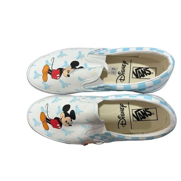 Vans Disney Mickey Mouse Checkered Slip On Sneaker Multicolor Size 12.5 NWT