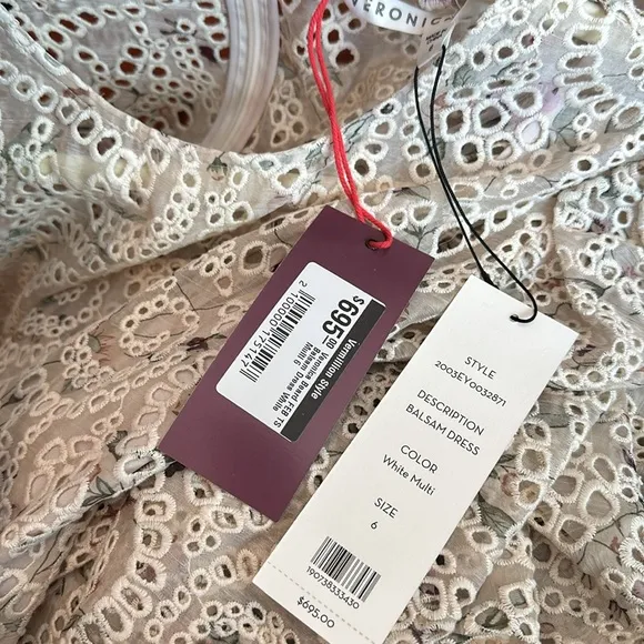 VERONICA BEARD Balsam Floral-Print Broderie Anglaise Chiffon Dress NWT
