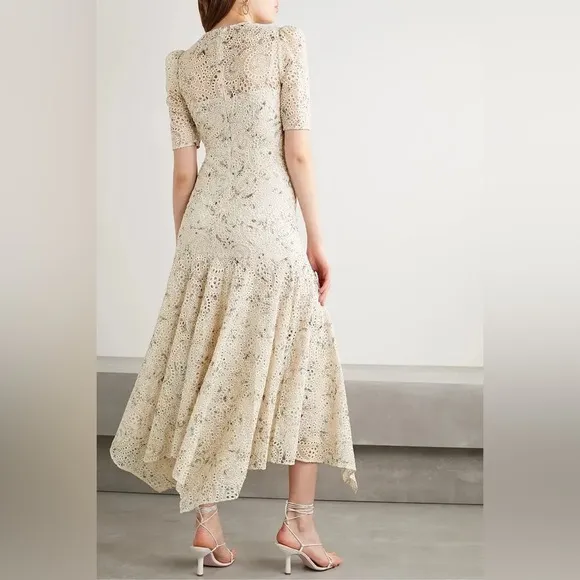 VERONICA BEARD Balsam Floral-Print Broderie Anglaise Chiffon Dress NWT