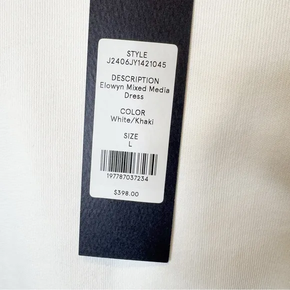 Veronica Beard | NWT Elowyn Mixed-Media Dress in White/Khaki MSRP $398 Sz. L