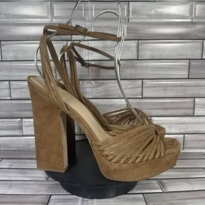 Veronica Beard Women's Brown Suede Fletcher Ankle Strap Platform Sandal Size 10