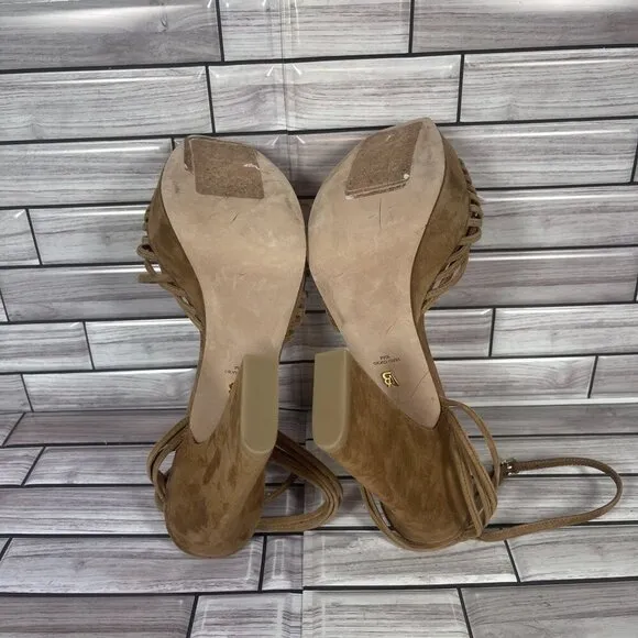 Veronica Beard Women's Brown Suede Fletcher Ankle Strap Platform Sandal Size 10