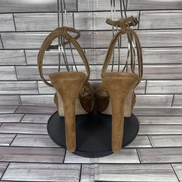 Veronica Beard Women's Brown Suede Fletcher Ankle Strap Platform Sandal Size 10