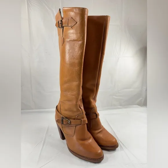 VGT USA 1970s Zodiac Knee High Boots leather block heels size 6.5
