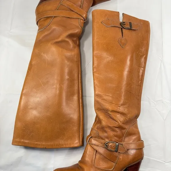 VGT USA 1970s Zodiac Knee High Boots leather block heels size 6.5
