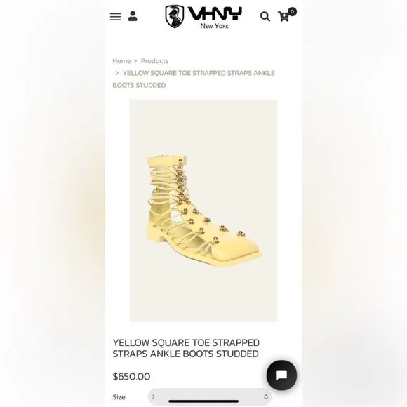 VHNY Vivienne Hu size 37 or 7 Lemon Studded Leather Straps NEW w/Box &amp; Dust Bag