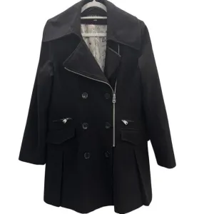 Via Spiga Asymmetrical Front Zipper Double Breasted Wool Blend Coat Size 12 EUC