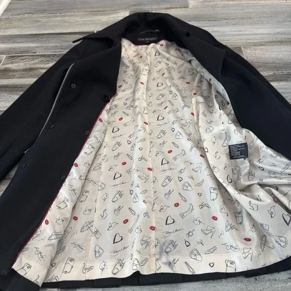 Via Spiga Asymmetrical Front Zipper Double Breasted Wool Blend Coat Size 12 EUC