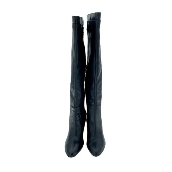 Via Spiga Boots Parca Black Leather Knee High Zip Up SZ 5 New $450