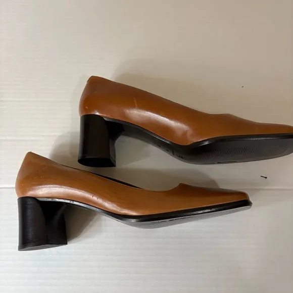 VIA SPIGA Caramel Tan Square Toe Dress Shoes