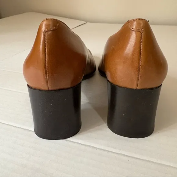 VIA SPIGA Caramel Tan Square Toe Dress Shoes
