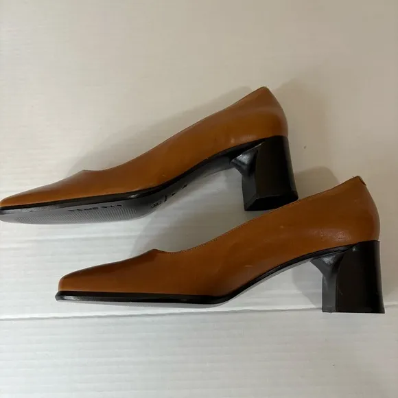 VIA SPIGA Caramel Tan Square Toe Dress Shoes
