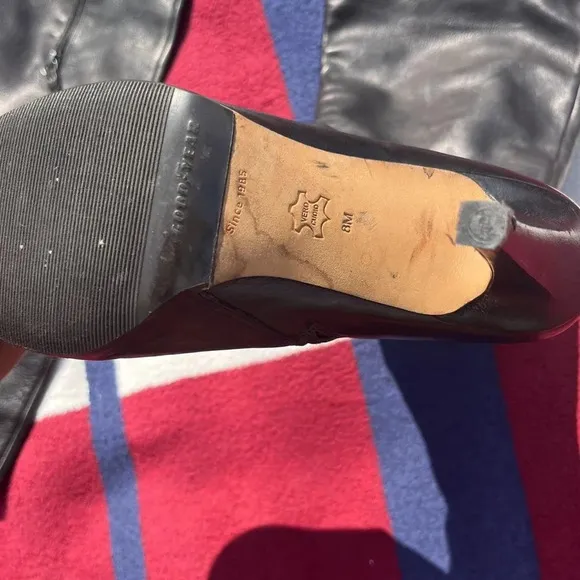 Via Spiga over the knee high black leather heeled boots tie strap