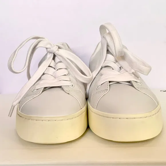 Vince Bensley Mixed Leather Platform Sneakers Shoes Optic White 6 Low Top