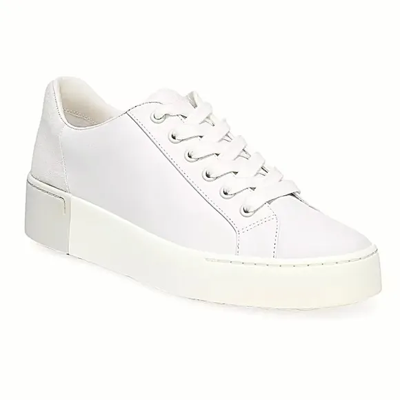 Vince Bensley Mixed Leather Platform Sneakers Shoes Optic White 6 Low Top