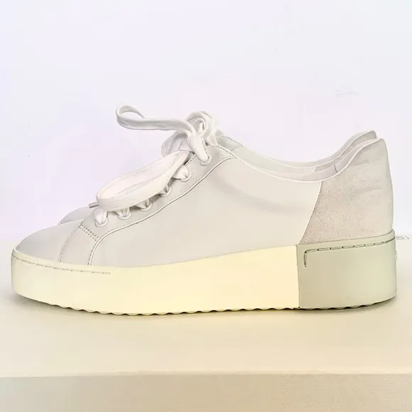 Vince Bensley Mixed Leather Platform Sneakers Shoes Optic White 6 Low Top