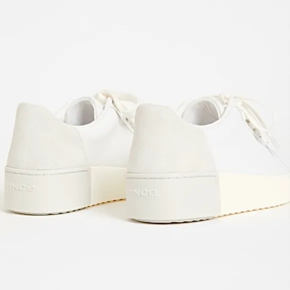 Vince Bensley Mixed Leather Platform Sneakers Shoes Optic White 6 Low Top
