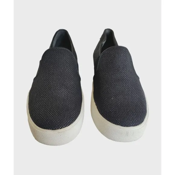 Vince Blair Black Slip-On Sneakers Perforated Leather Women's Size 9M