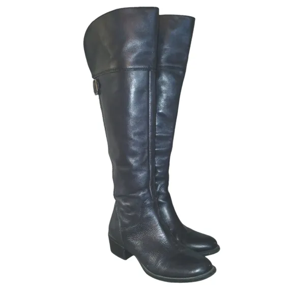 Vince Camuto Black Leather Riding boots Women's Studded Knee High Boots size 7