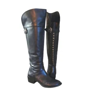 Vince Camuto Black Leather Riding boots Women's Studded Knee High Boots size 7