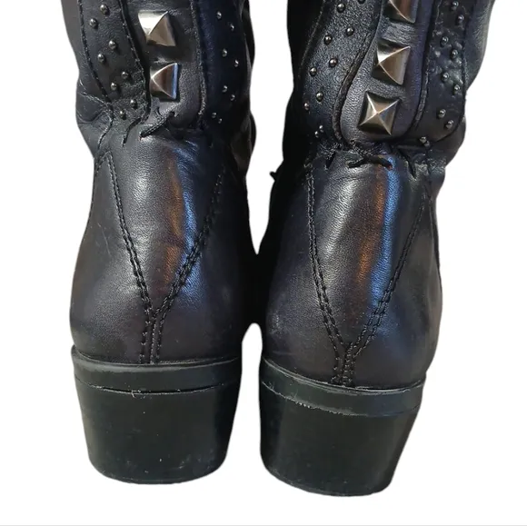 Vince Camuto Black Leather Riding boots Women's Studded Knee High Boots size 7