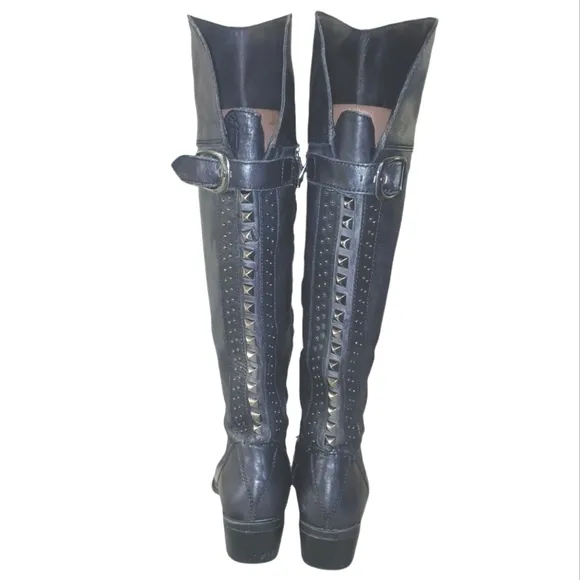 Vince Camuto Black Leather Riding boots Women's Studded Knee High Boots size 7