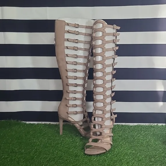 Vince Camuto CHESTA Gladiator Taupe Knee-High Boots