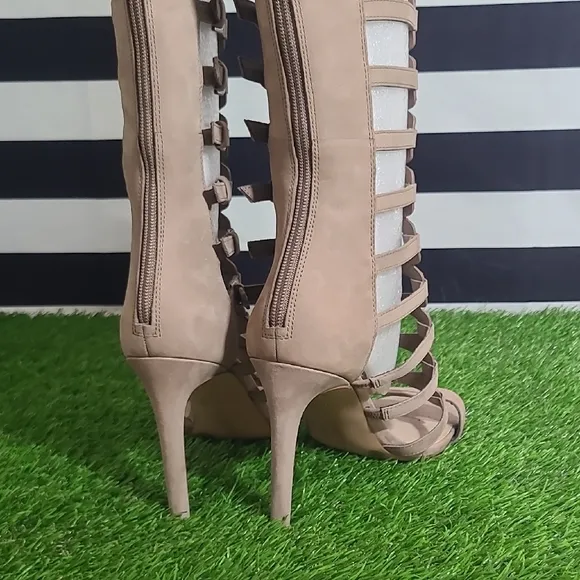 Vince Camuto CHESTA Gladiator Taupe Knee-High Boots