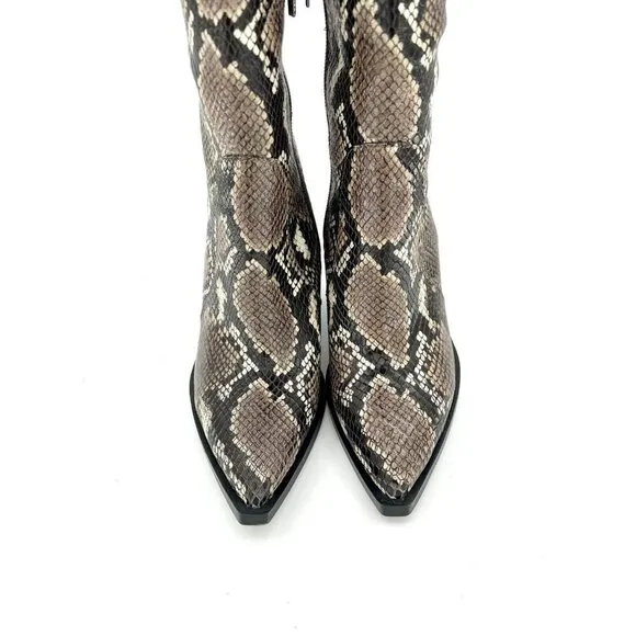 Vince Camuto Gravana Boots Snake Print Leather Western Knee High SZ 5.5 New