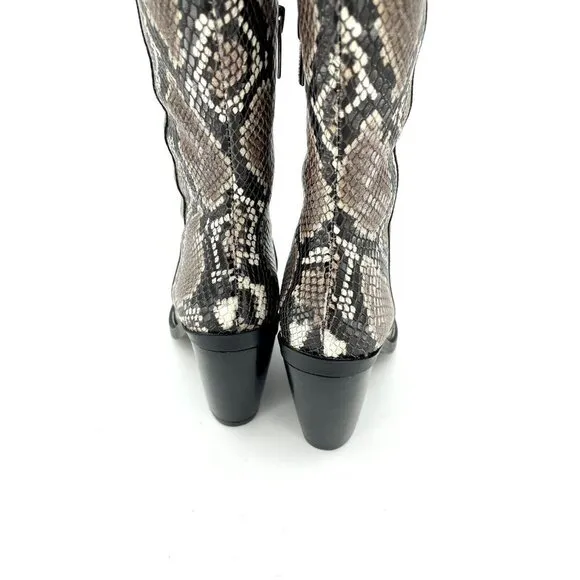 Vince Camuto Gravana Boots Snake Print Leather Western Knee High SZ 5.5 New