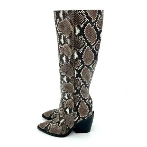 Vince Camuto Gravana Boots Snake Print Leather Western Knee High SZ 5.5 New
