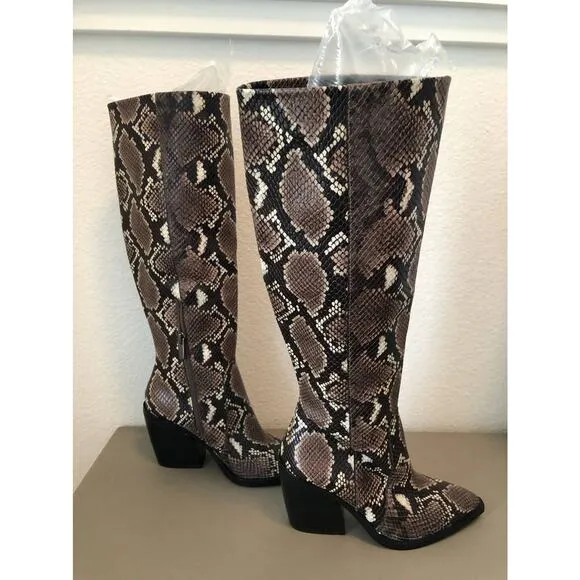 Vince Camuto Gravana Snakeskin Knee High Boots - 5 1/2 M