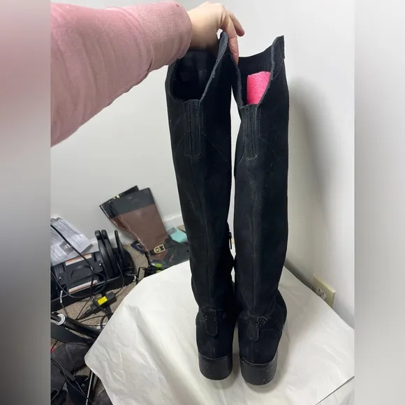 Vince Camuto Karinda Black Suede Over The Knee Boot Sz 10