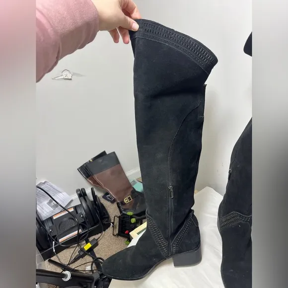 Vince Camuto Karinda Black Suede Over The Knee Boot Sz 10